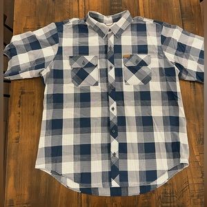 Mens Orvis XXL Button Down Short Sleeved Shirt Blue